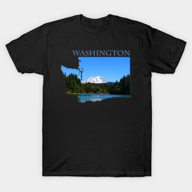 Washington State Outline (Mt. Rainier) T-Shirt by gorff